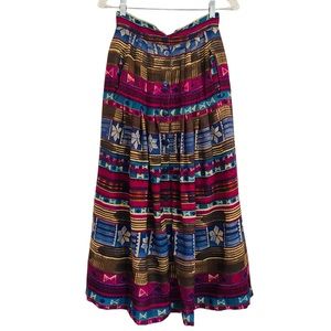 ESCADA Vintage Colorful Southwest Style Print Button Down‎ Front Midi Skirt Sz 4